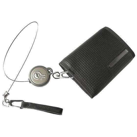 Cartera Civilian Rewind Duo con un cable de seguridad retráctil en negro