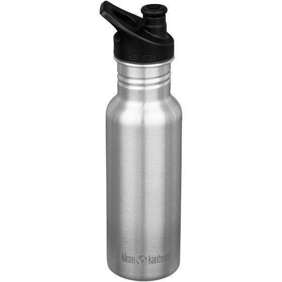 Botella Klean Kanteen Classic con tapón deportivo de 532ml - Brushed Stainless