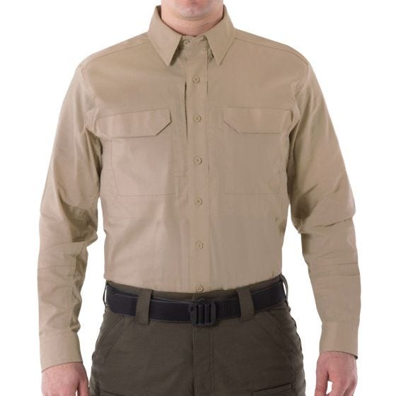 Camiseta táctica de manga larga para hombre First Tactical V2 en caqui