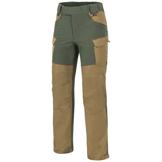 Pantalones Helikon Hybrid Outback con DuraCanvas en Coyote / Taiga Green