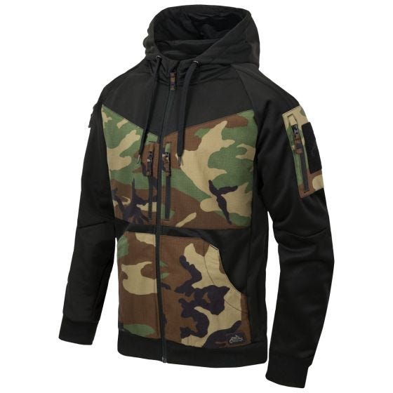Sudadera con cremallera y capucha Helikon Rogue - Negro / US Woodland