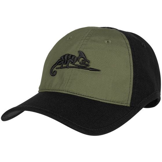 Gorra Helikon Logo Ripstop de polialgodón - Negro / Verde Aceituna