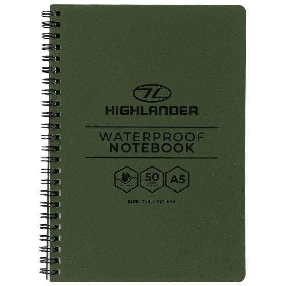 Cuaderno de notas impermeable Highlander Forces A5 - Oliva