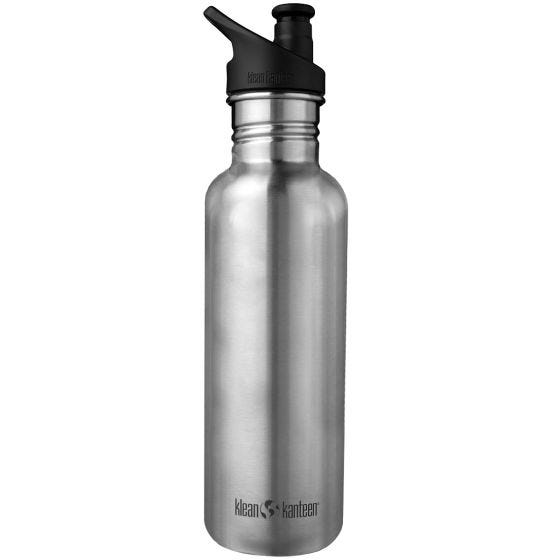 Botella Klean Kanteen Classic con tapón deportivo 3,0 de 800 ml en Brushed Stainless