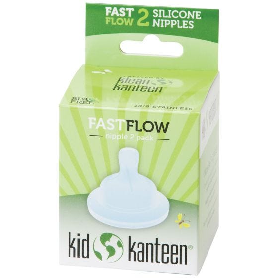 Pack de 2 tetinas para bebé Kid Kanteen de flujo rápido de silicona transparente