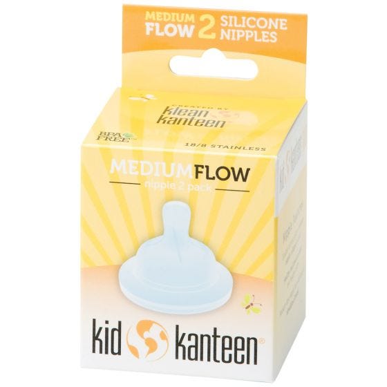 Pack de 2 tetinas para bebé Kid Kanteen de flujo medio de silicona transparente