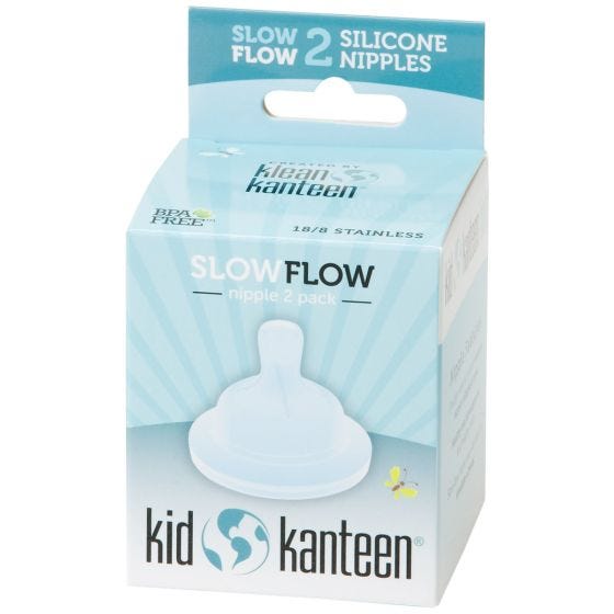 Pack de 2 tetinas para bebé Kid Kanteen de flujo lento de silicona transparente