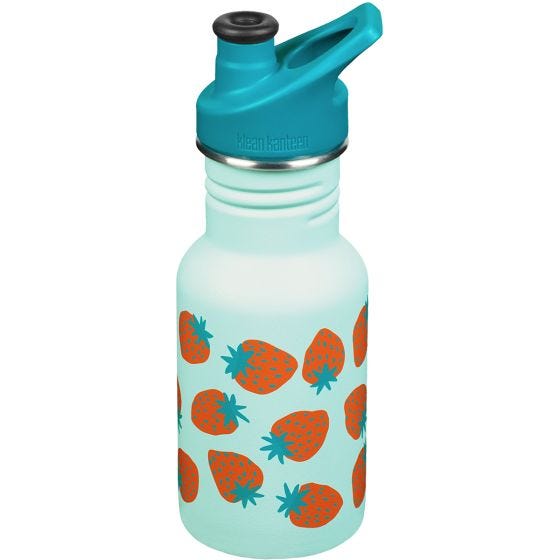 Botella Klean Kanteen Classic con tapón deportivo de 355ml - Blue Tint Strawberries