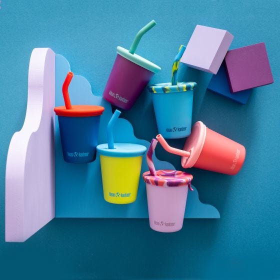 Taza Klean Kanteen Kids 295ml w/Straw Lid - Mykonos Blue