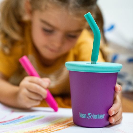 Taza Klean Kanteen Kids 295ml w/Straw Lid - Sparkling Grape
