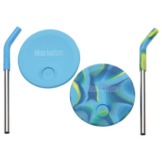 Klean Kanteen Kid's Cup Straw Lid 2-Pack - Azul/Azul Tie Dye