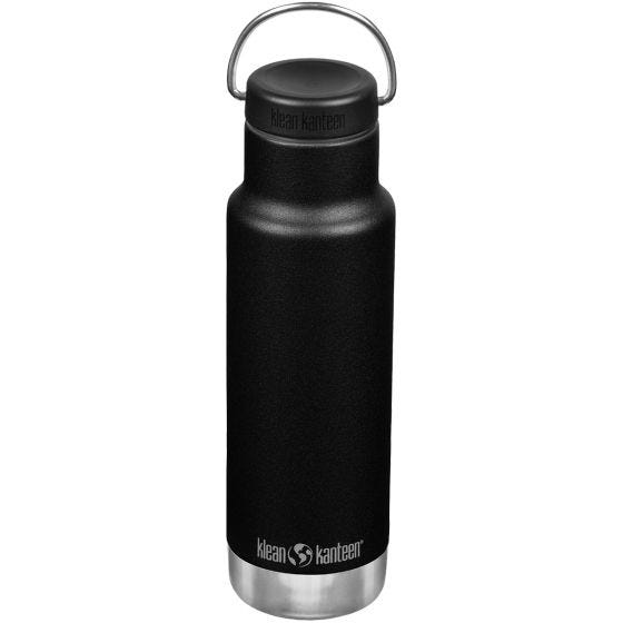 Botella térmica Klean Kanteen Classic con tapón con agujero de 355 ml - Negro