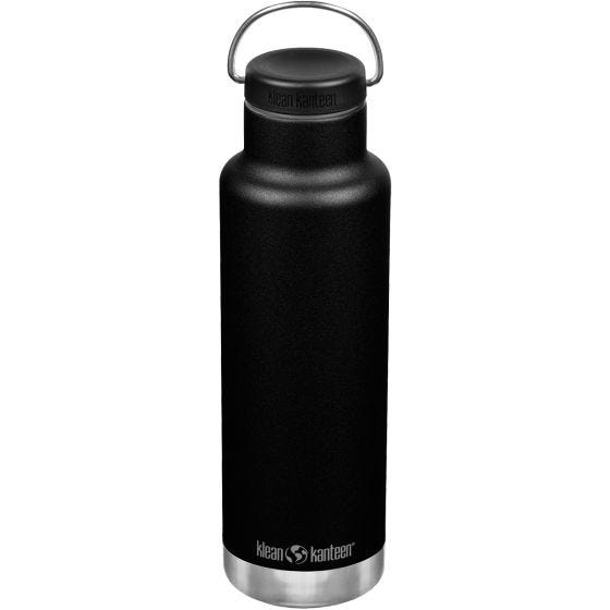 Botella térmica Klean Kanteen Classic con tapón con agujero de 592 ml - Negro