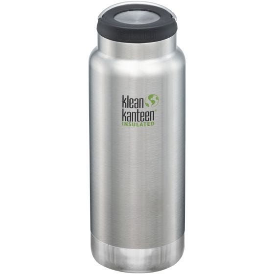 Botella térmica Klean Kanteen TKWide con tapón con agujero de 946 ml en Brushed Stainless