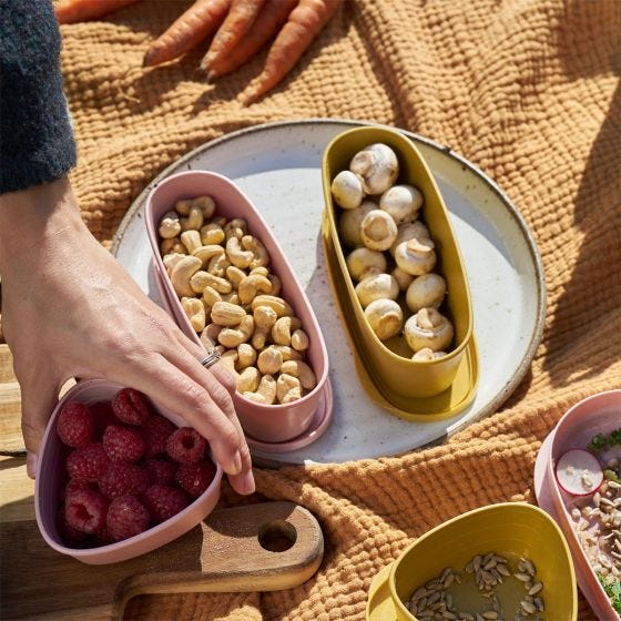 Caja de almuerzo Light My Fire SnapBox Oval Bio 2 paquetes - Sandy Green/Dusty Pink