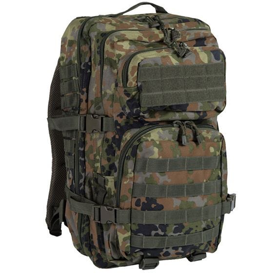 Mochila de asalto con sistema MOLLE Mil-Tec US de tamaño grande en Flecktarn
