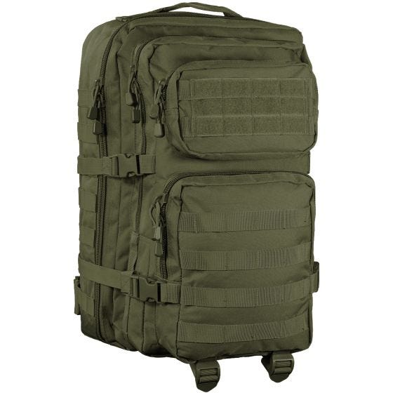 Mochila de asalto con sistema MOLLE Mil-Tec US de tamaño grande en verde oliva