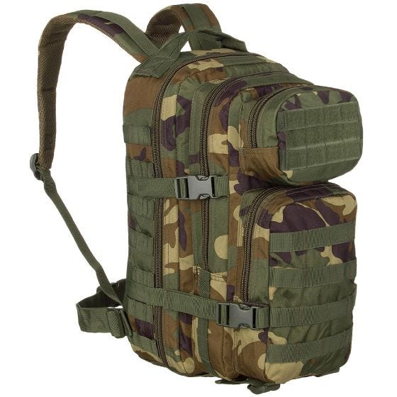Mochila de asalto con sistema MOLLE Mil-Tec US de tamaño pequeño en Woodland