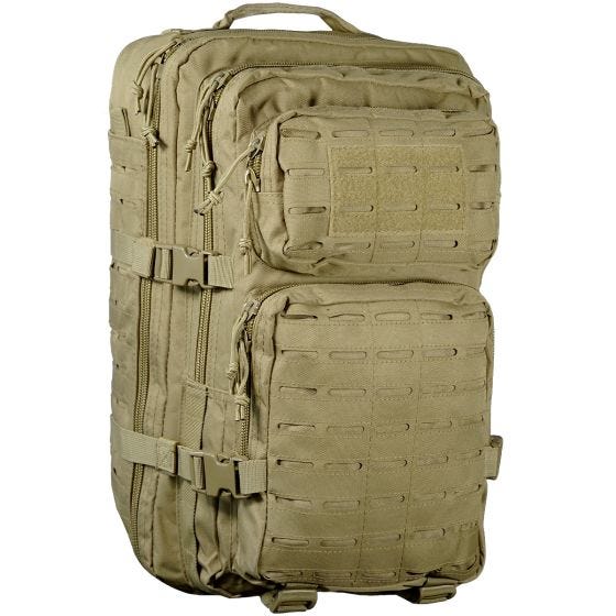 Mochila de asalto con sistema MOLLE Laser Cut Mil-Tec US de tamaño grande en Coyote