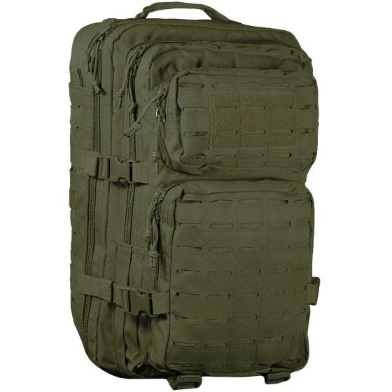 Mochila de asalto con sistema MOLLE Laser Cut Mil-Tec US de tamaño grande en verde oliva