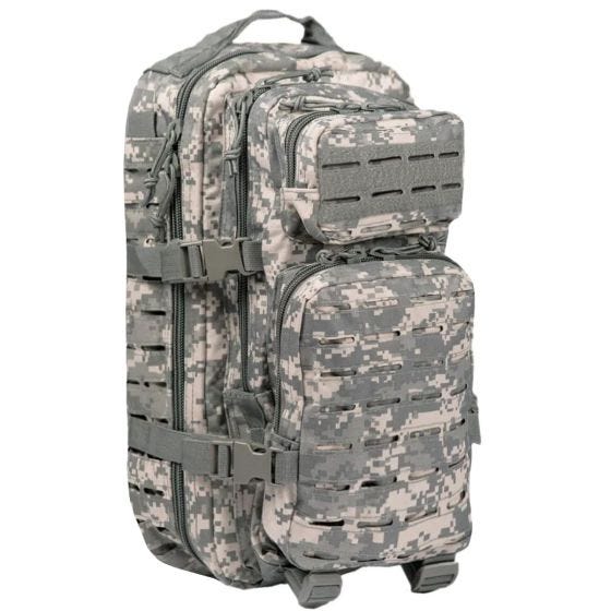 Mochila de asalto cortada a láser Mil-Tec US de tamaño pequeño en ACU Digital
