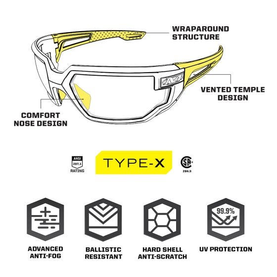 Gafas Mechanix Wear Vision Type-X F - Lente ámbar Marco negro