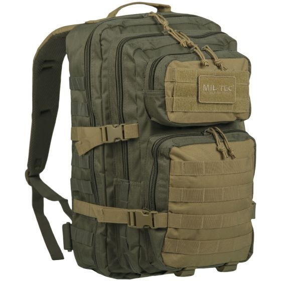 Mochila de asalto Mil-Tec US de tamaño grande en Ranger Green / Coyote
