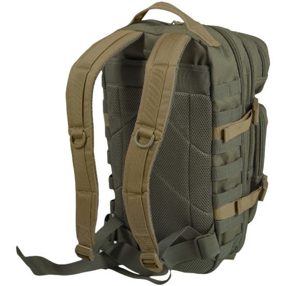 Mochila de asalto con sistema MOLLE Mil-Tec US de tamaño pequeño en Ranger Green/Coyote