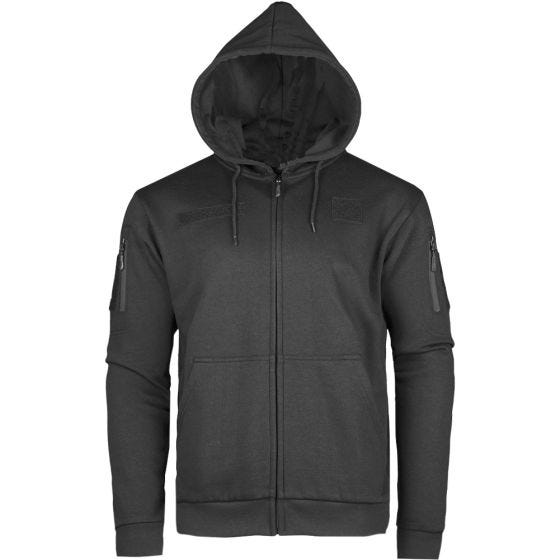 Sudadera táctica con capucha y cremallera Mil-Tec en negro