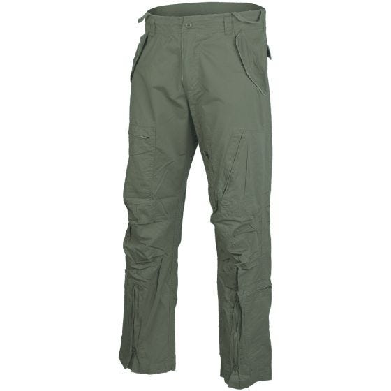 Pantalones prelavados de piloto Mil-Tec de popelín de algodón en verde oliva