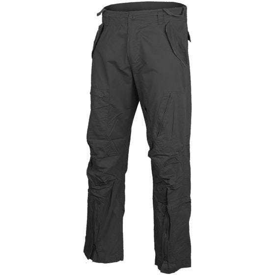 Pantalones prelavados de piloto Mil-Tec de popelín de algodón en negro