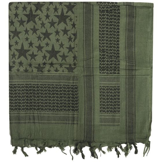 Pañuelo Shemagh Mil-Tec Stars en verde oliva / negro