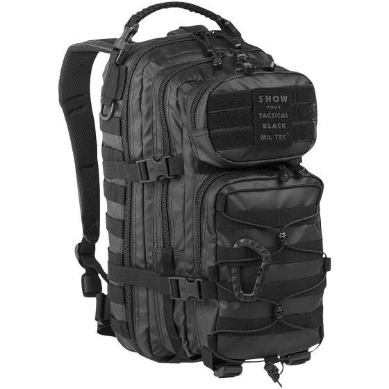 Mochila de asalto con sistema MOLLE Mil-Tec US de tamaño pequeño en Tactical Black