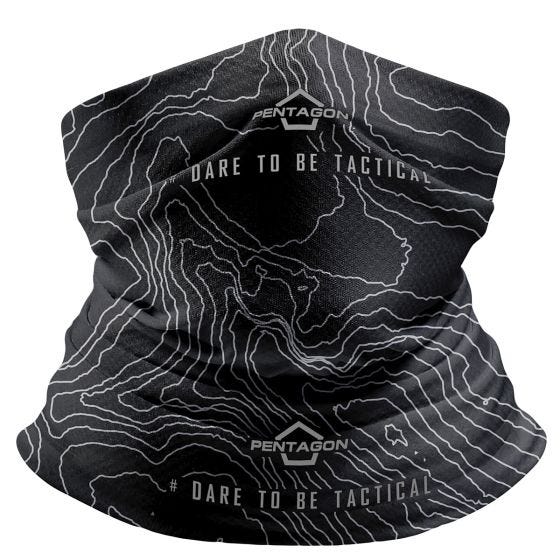 Braga de cuello Pentagon Skiron Topographic Map - Negro