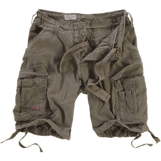 Pantalones cortos Surplus Airborne Vintage lavados a la piedra en verde oliva