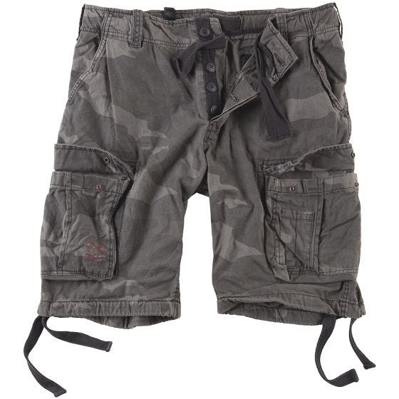 Pantalones cortos Surplus Airborne Vintage lavados a la piedra en Black Camo