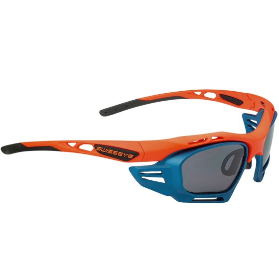Gafas de sol Swiss Eye M-Cover 6C - Inserciones azul/ahumado/lentes naranjas de repuesto/marco naranja mate/negro