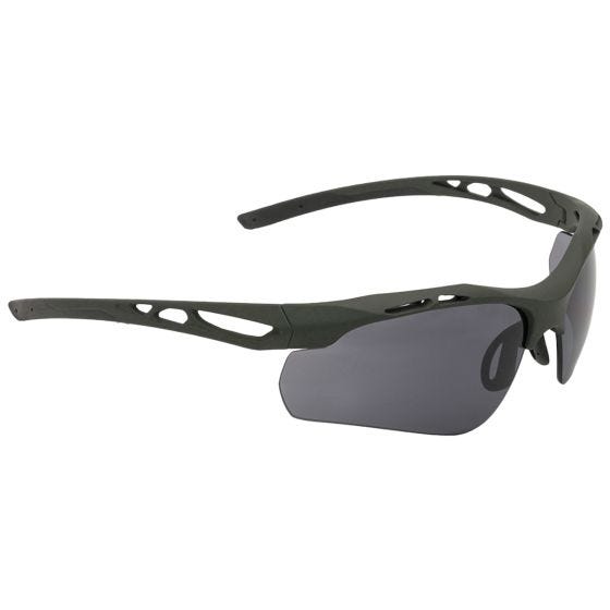 Gafas de sol Swiss Eye Attac con lentes ahumadas + naranjas + transparentes y montura de goma en verde oliva