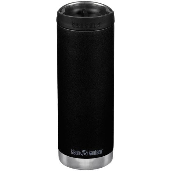 Botella térmica Klean Kanteen TKWide con tapa para beber de 592 ml - Negro