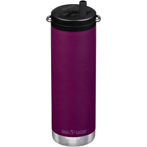 Botella térmica Klean Kanteen TKWide con tapa para beber de 592 ml Twist Cap w/Straw - Purple Potion