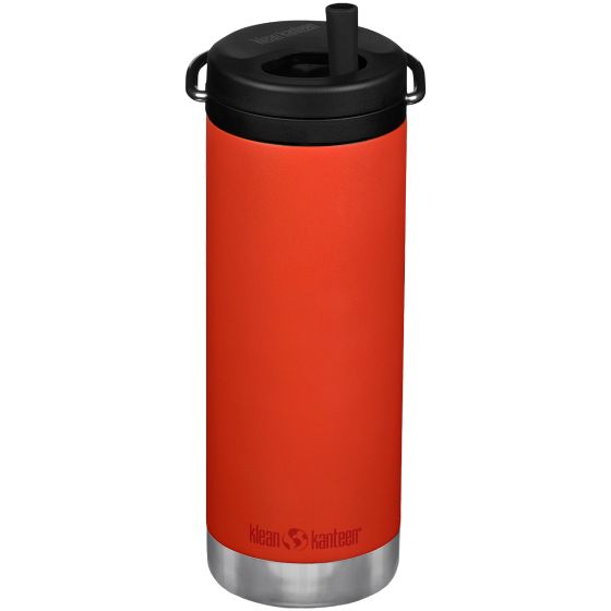 Botella térmica Klean Kanteen TKWide con tapa para beber de 473 ml Twist Cap w/Straw - Tiger Lilly