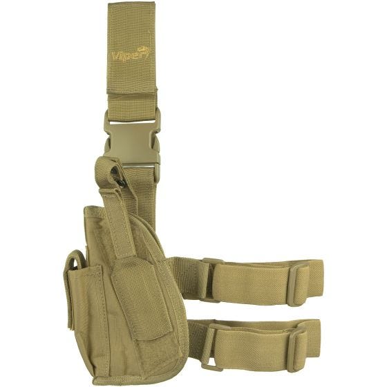 Funda táctica de pistola para pierna Viper para zurdos en Coyote