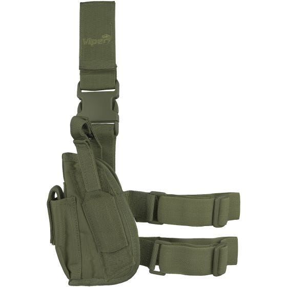 Funda táctica de pistola para pierna Viper para zurdos en verde