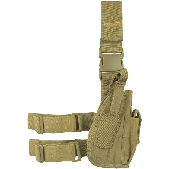 Funda táctica de pistola para pierna Viper para diestros en Coyote