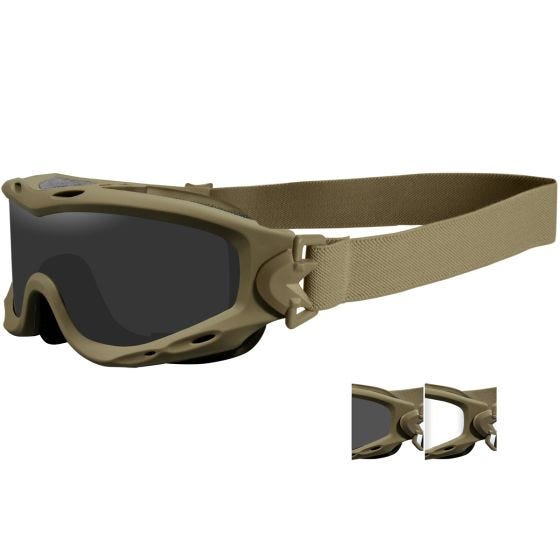 Gafas de protección Wiley X Spear con lentes ahumadas + transparentes y montura en Tan