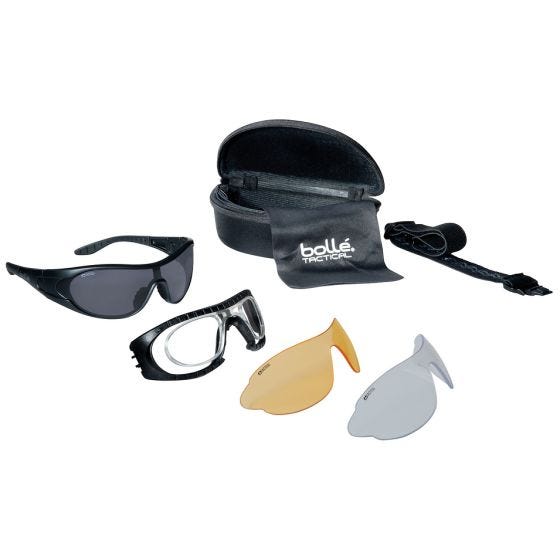 Gafas balísticas Bolle Raider lentes transparentes + ahumadas + amarillas / montura en negro