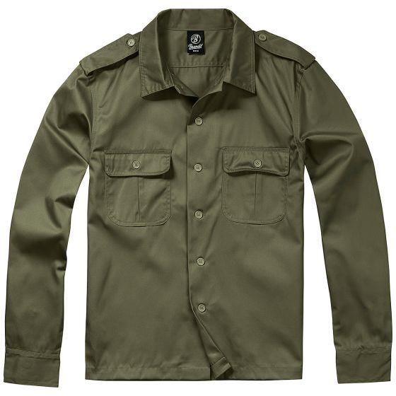 Camisa de manga larga Brandit US en verde oliva