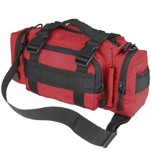 Bolsa de transporte con diseño modular en rojo