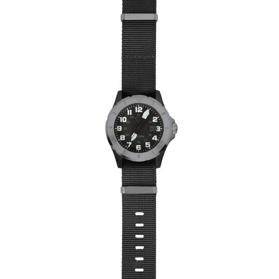 Reloj First Tactical Ridgeline Carbon Field en Brushed Stainless y negro