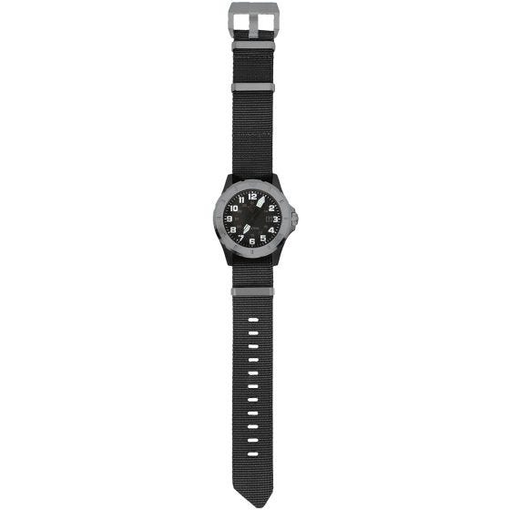Reloj First Tactical Ridgeline Carbon Field en Brushed Stainless y negro